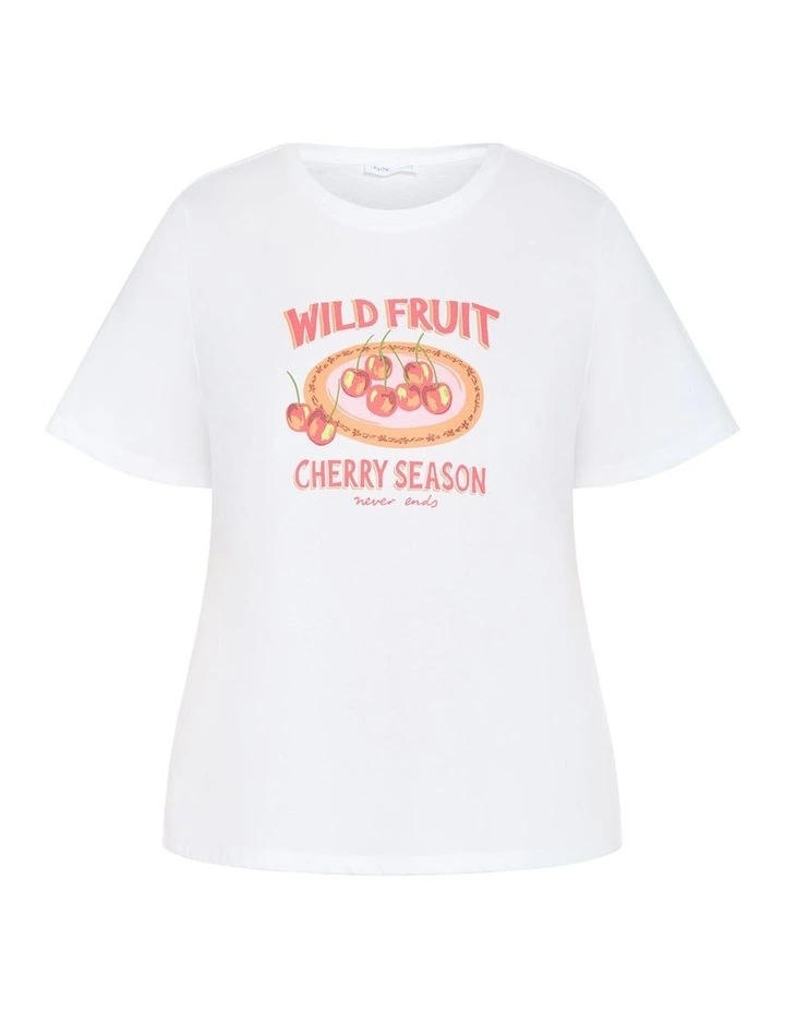 Bianca Wild Fruit Cotton Tee in White image 3