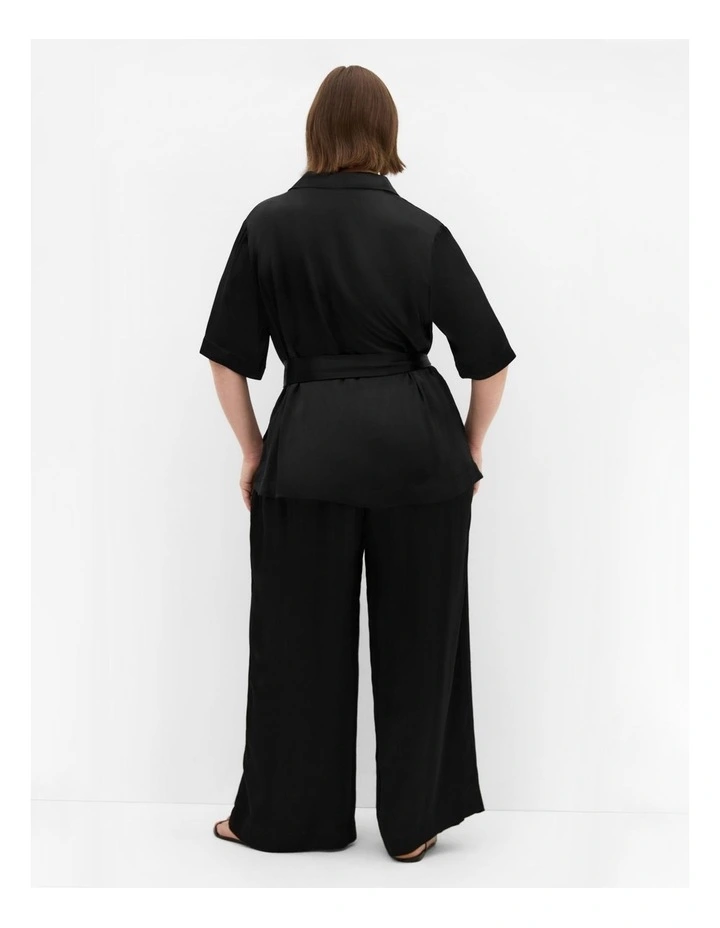 Kimberly Waist Tie Shirt in Black image 2