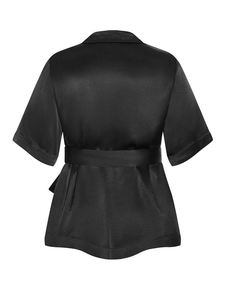 Kimberly Waist Tie Shirt in Black image 4