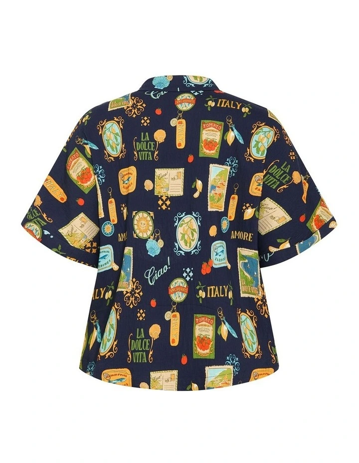 Amore Print Shirt in Navy image 4