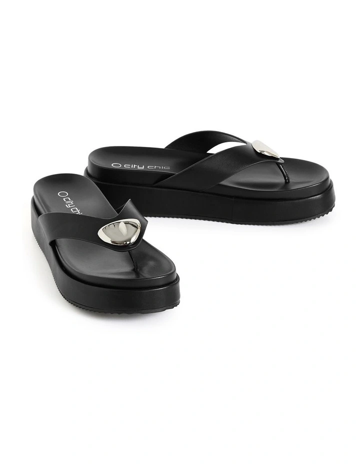 Wide Fit Avery Platform Sandal in Black image 3
