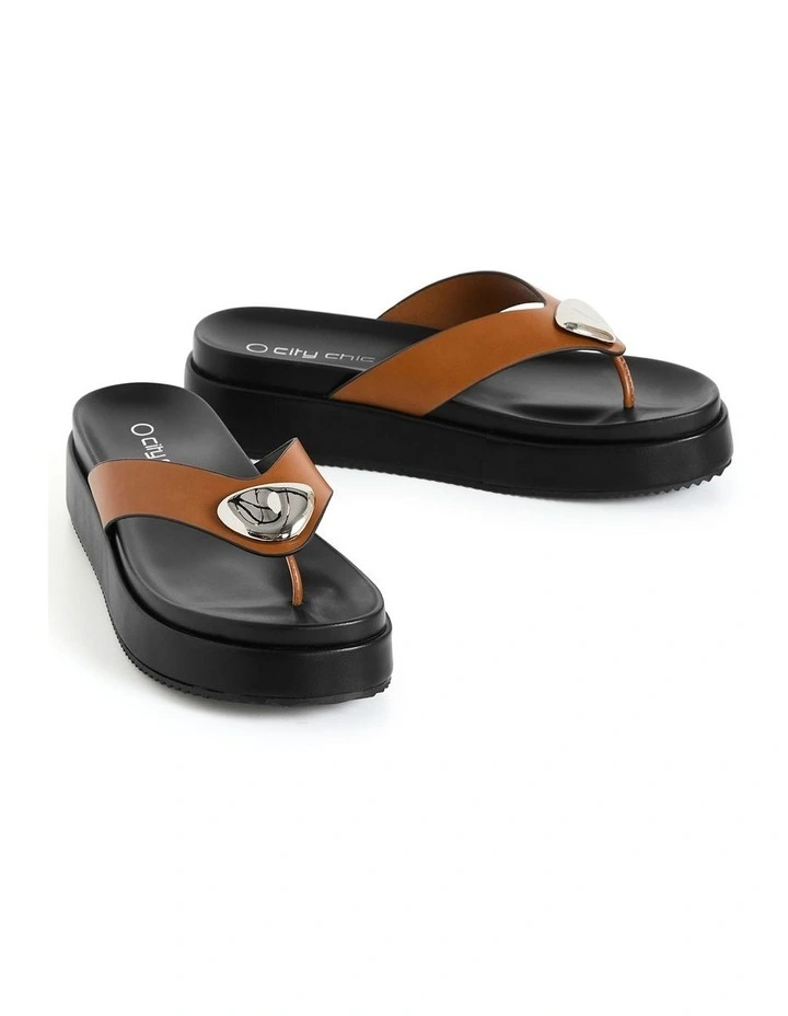 Wide Fit Avery Platform Sandal in Tan image 3