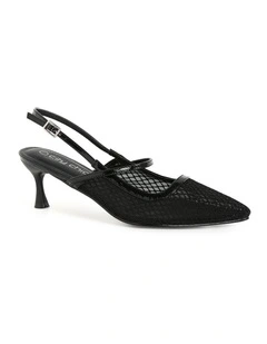 Wide Fit Lily Mesh Slingback in Black