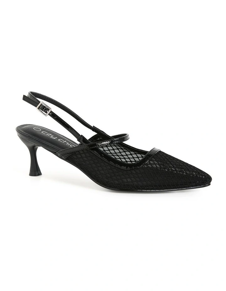 Wide Fit Lily Mesh Slingback in Black image 1