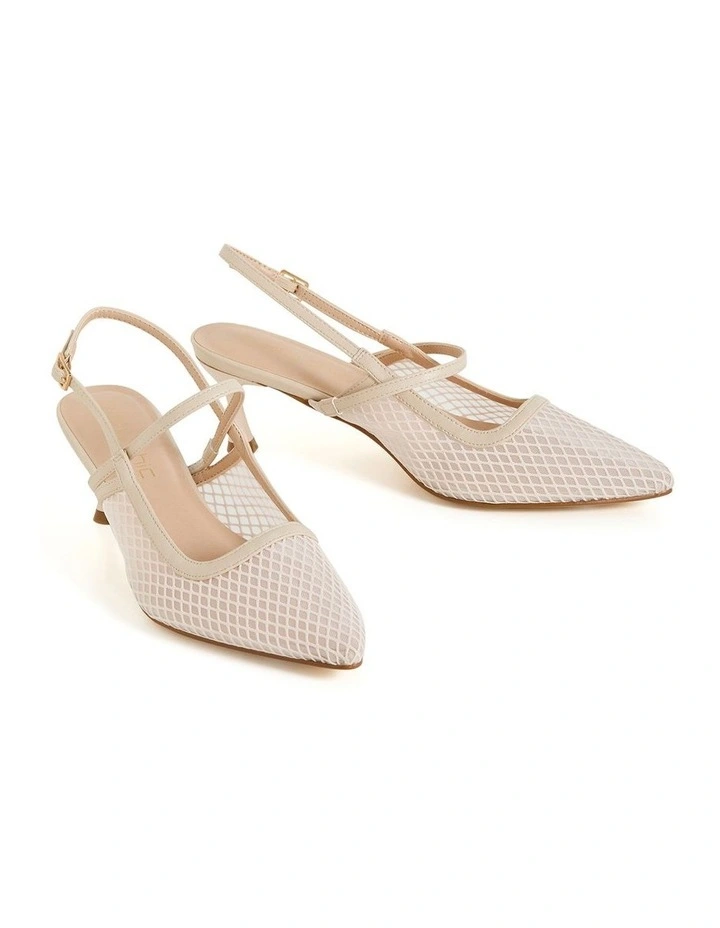 Wide Fit Lily Mesh Slingback in Stone image 3