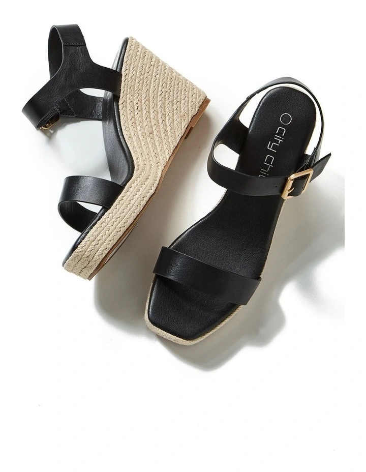 Wide Fit Sarah Wedge in Black image 3