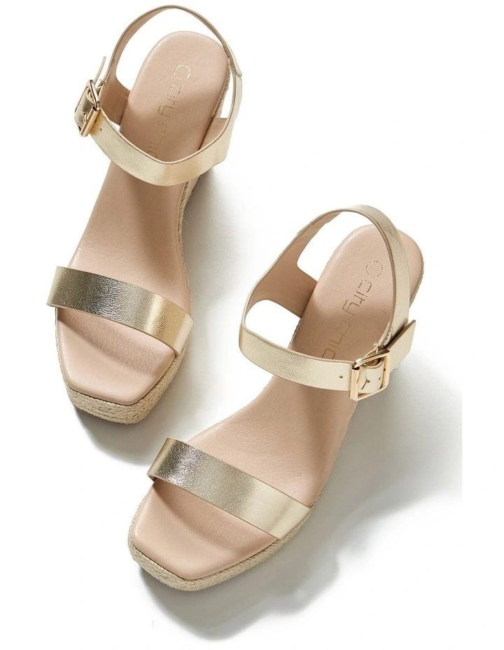 Wide Fit Sarah Wedge in Gold image 3