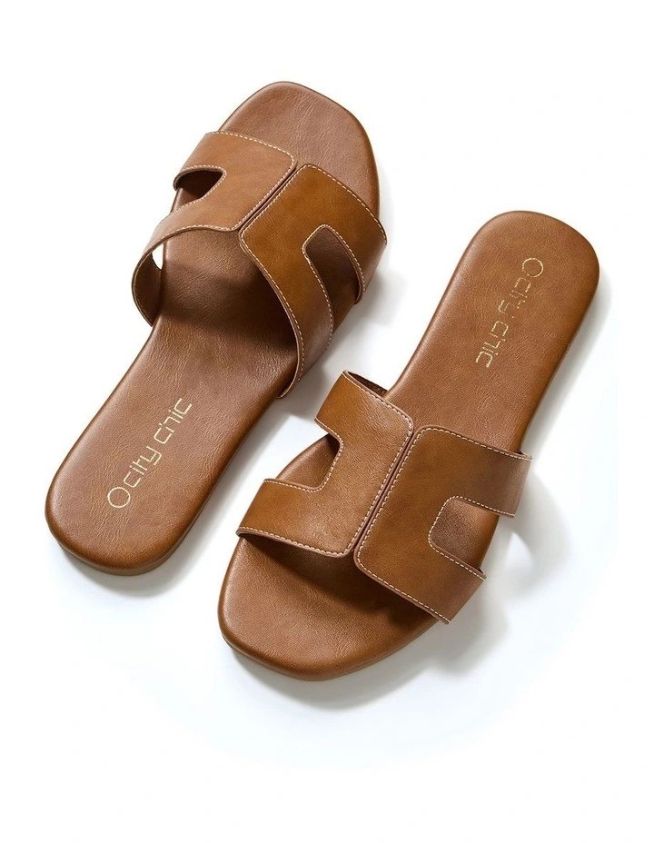 Wide Fit Kehlani Slide in Tan image 3