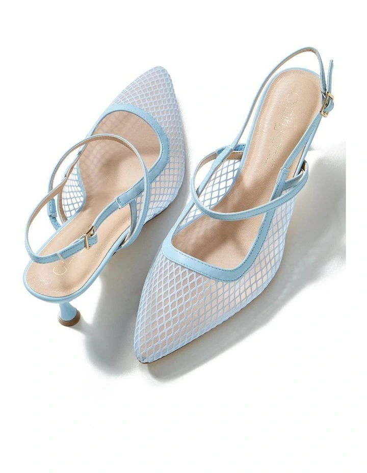 Wide Fit Lily Mesh Slingback in Soft Blue image 3