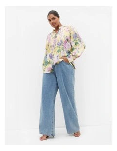 Plus Size Gianna Floral Shirt in lemon