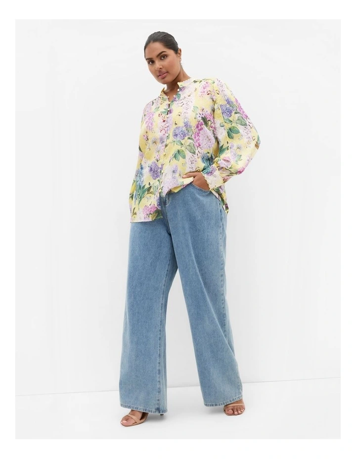 Plus Size Gianna Floral Shirt in lemon image 1