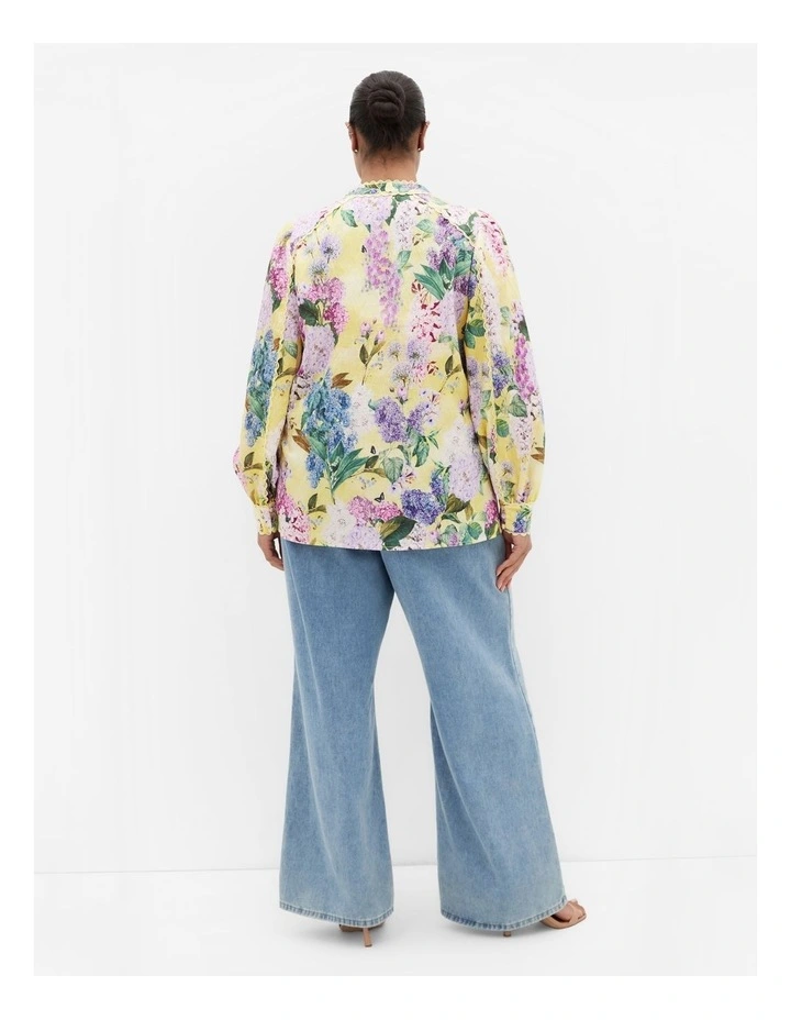 Plus Size Gianna Floral Shirt in lemon image 2