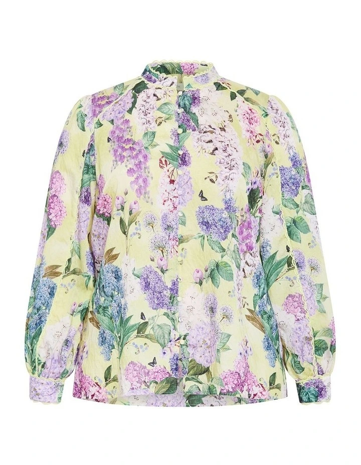 Plus Size Gianna Floral Shirt in lemon image 3