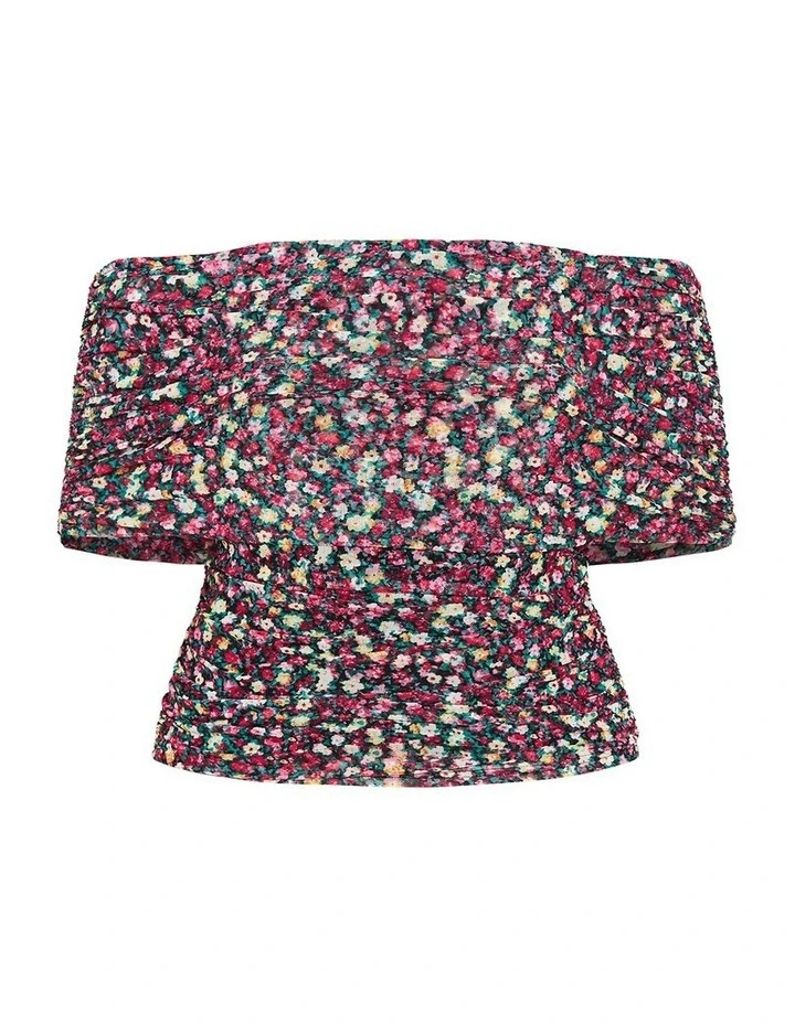 Plus Size Dana Mesh Ditsy Print Top in pink image 3