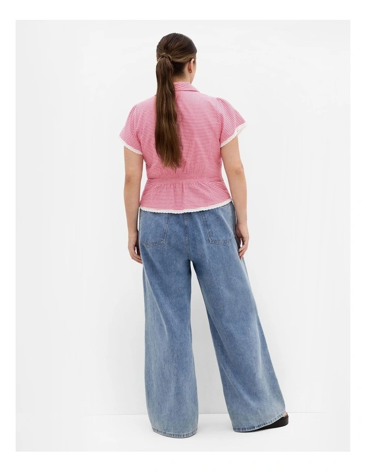 Plus Size Eleni Gingham Shirt in watermelon image 2