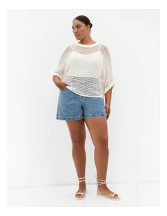 Crochet Knit Resort Top in Creme