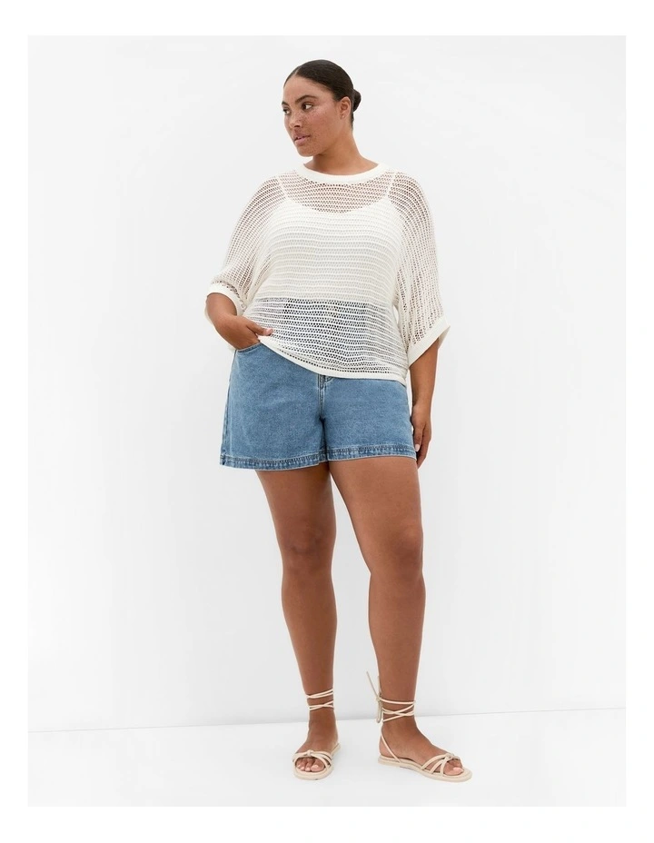 Plus Size Crochet Knit Resort Top in creme image 1