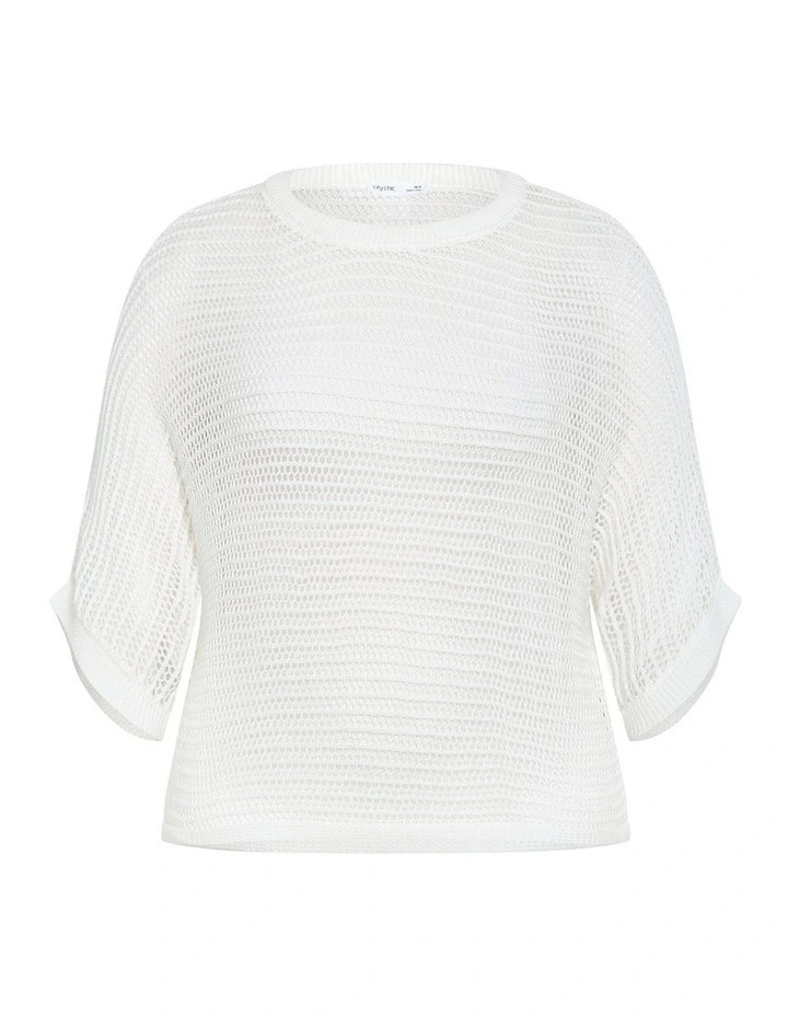 Plus Size Crochet Knit Resort Top in creme image 3