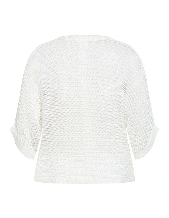 Plus Size Crochet Knit Resort Top in creme image 4