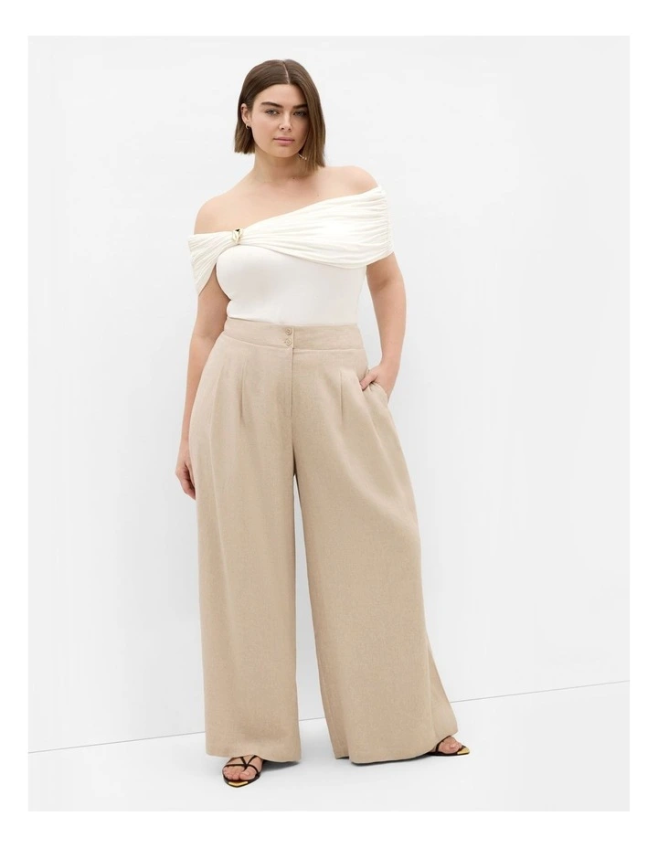 Plus Size Buckle Off Shoulder Top in ivory image 1