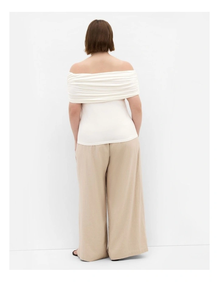 Plus Size Buckle Off Shoulder Top in ivory image 2