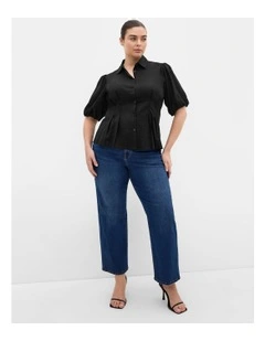 Plus Size Betty Button Shirt in black