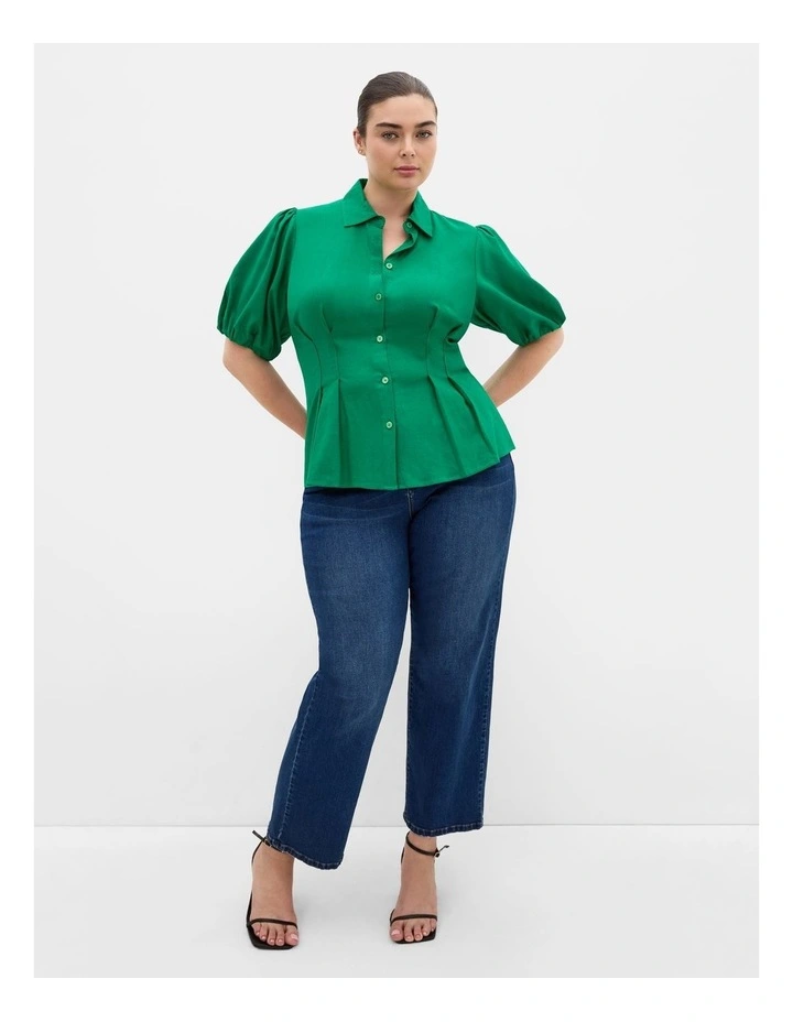 Plus Size Betty Button Shirt in green image 1