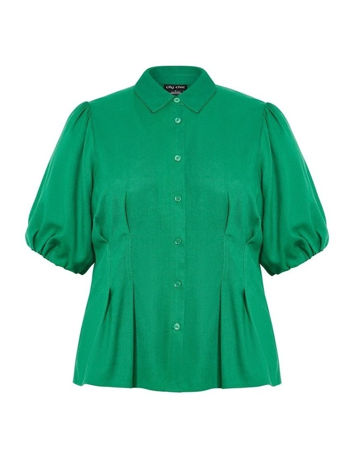 Plus Size Betty Button Shirt in green image 3