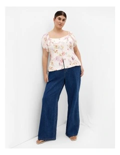 Plus Size Dreamer Floral Corset Top in ivory