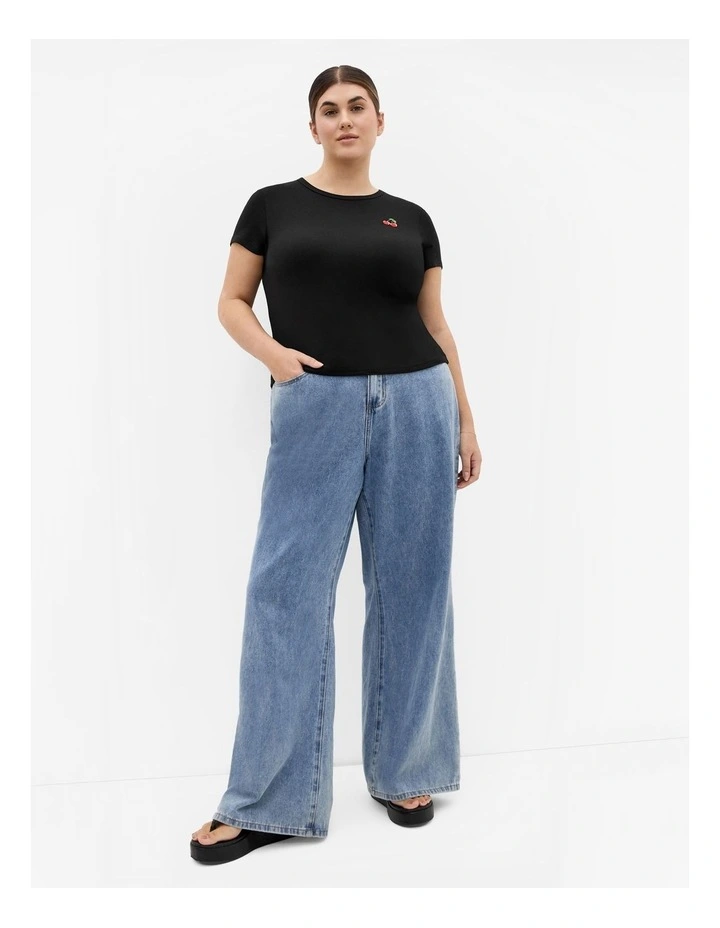 Plus Size Cherry Tee in black image 1