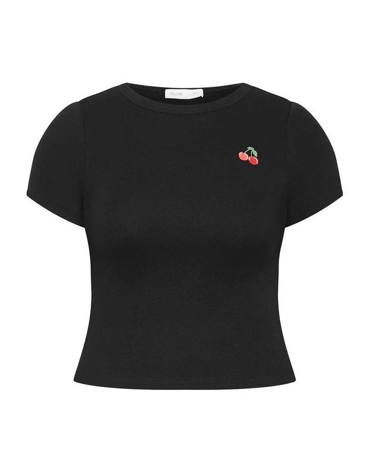 Plus Size Cherry Tee in black image 3