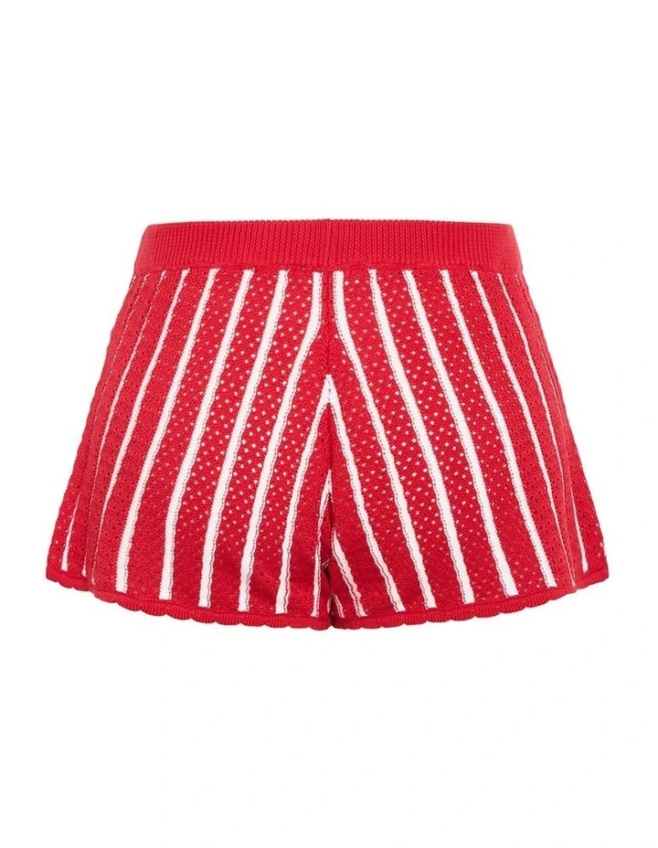 Plus Size Issy Crochet Knit Stripe Short in red image 4