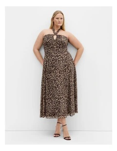 Everlee Animal Print Maxi Dress in Taupe