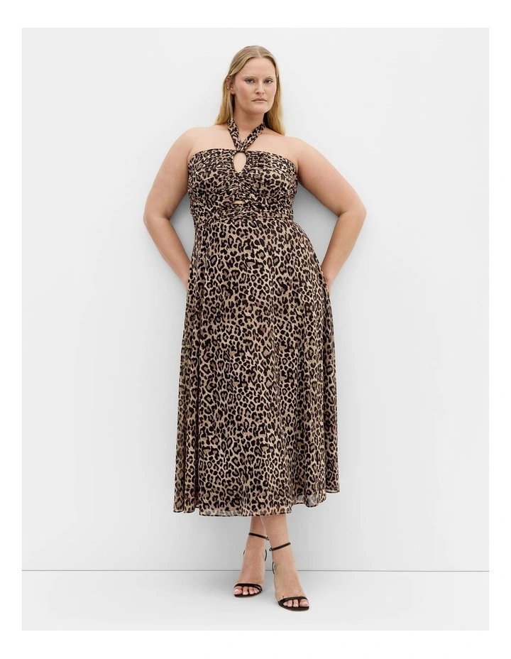 Everlee Animal Print Maxi Dress in Taupe image 1