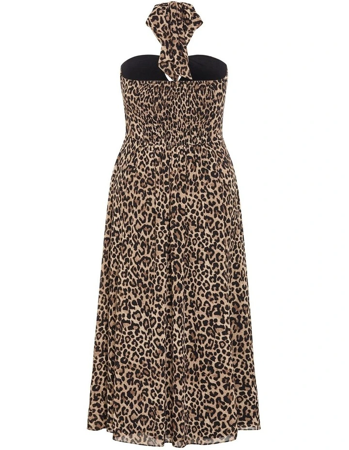 Everlee Animal Print Maxi Dress in Taupe image 4