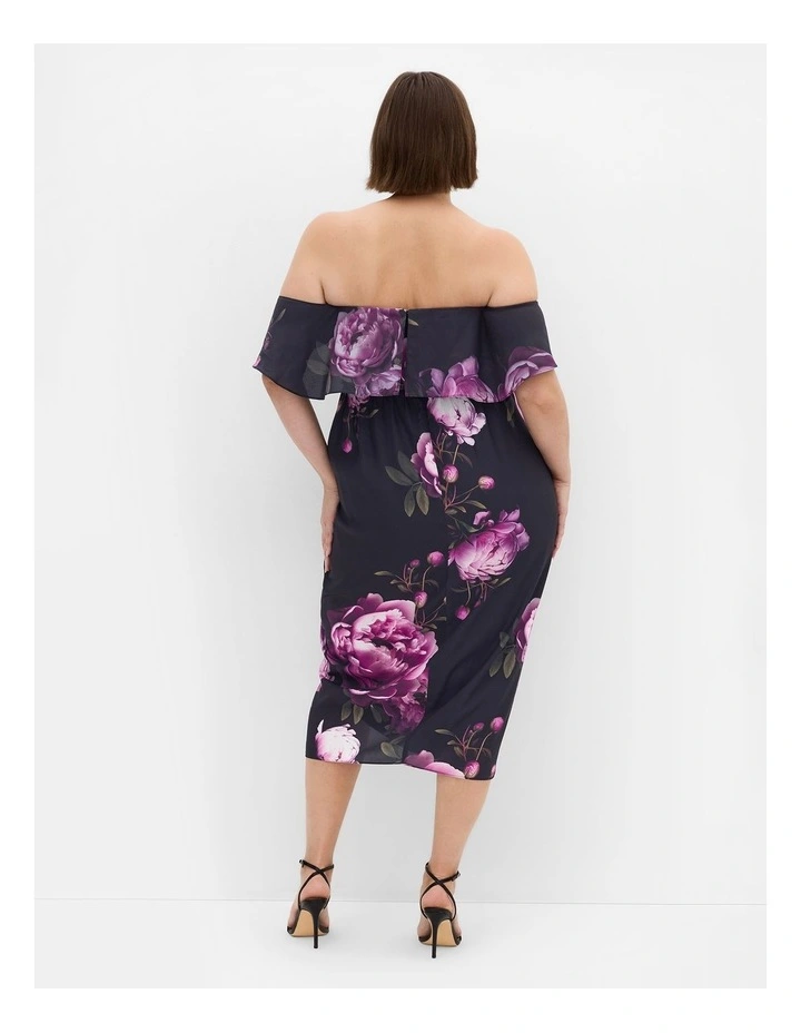Gina Print Off Shoulder Dress in Pink Rose image 2