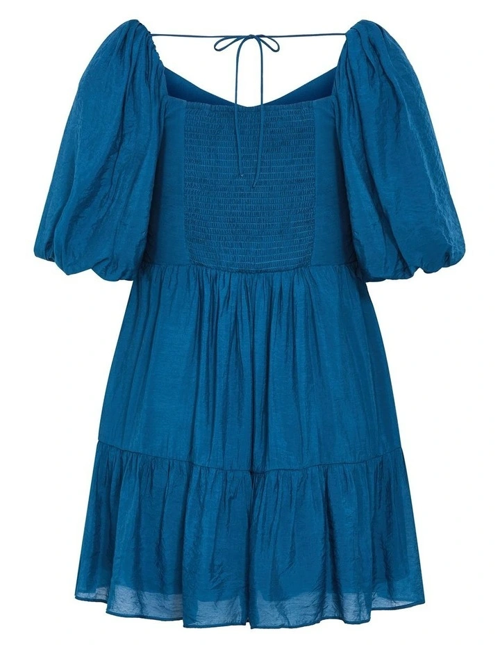 Marcy V Neck Mini Dress in Poseidon image 4