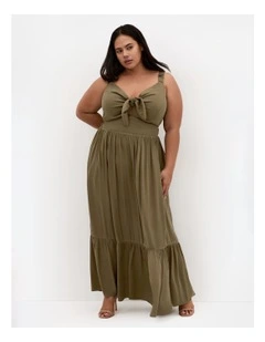 Vacay V Neck Maxi Dress in Khaki