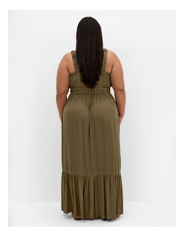 Vacay V Neck Maxi Dress in Khaki image 2