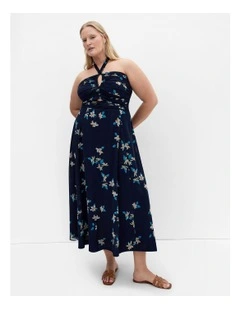 Everlee Floral Print Maxi Dress in Navy