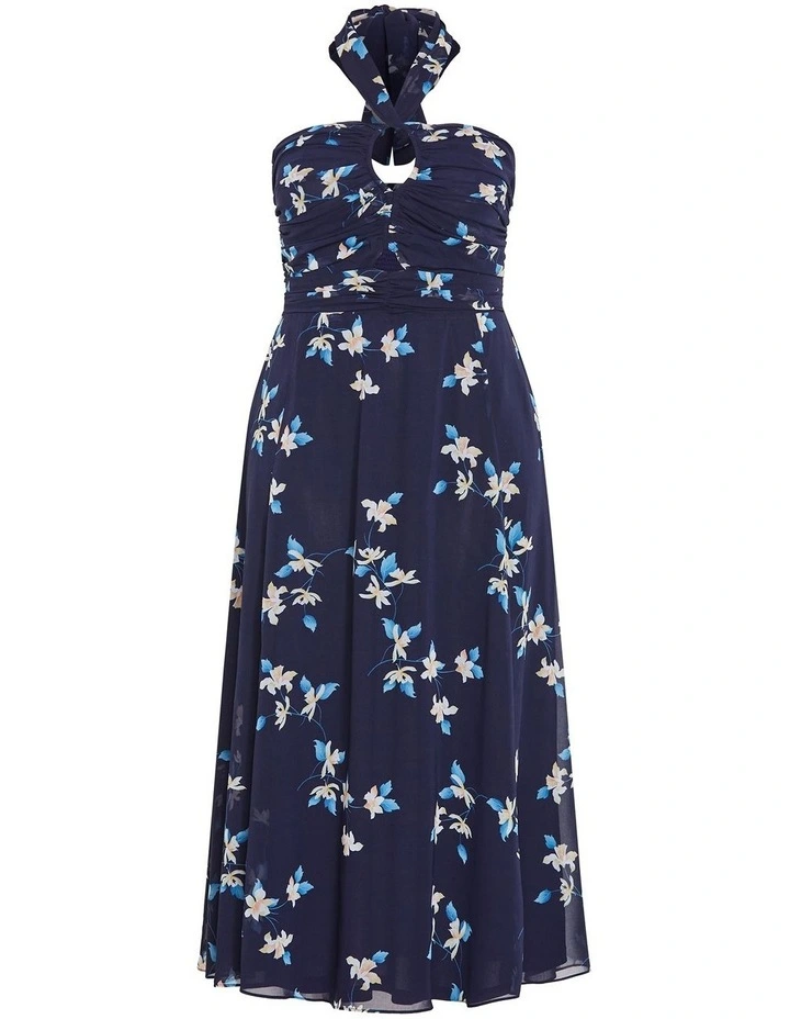 Everlee Floral Print Maxi Dress in Navy image 3