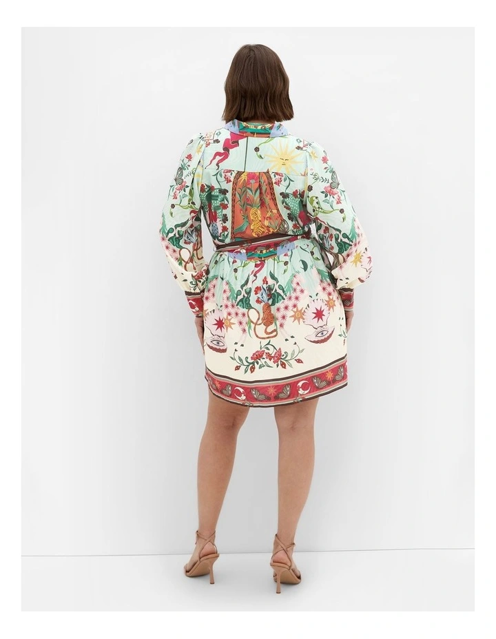 Plus Size Ezra Dreamscape Print Mini Dress in mint image 2