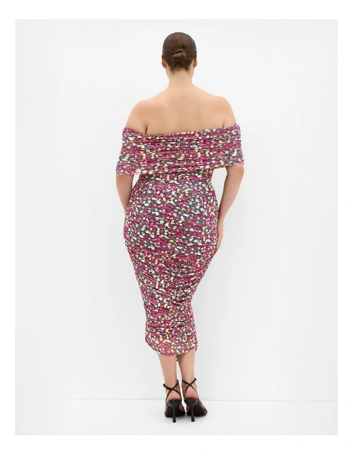 Dana Mesh Ditsy Print Dress in Pink image 2