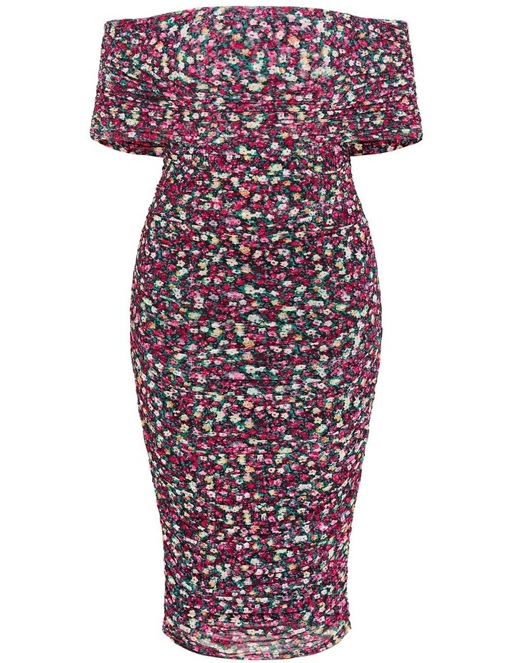 Dana Mesh Ditsy Print Dress in Pink image 3