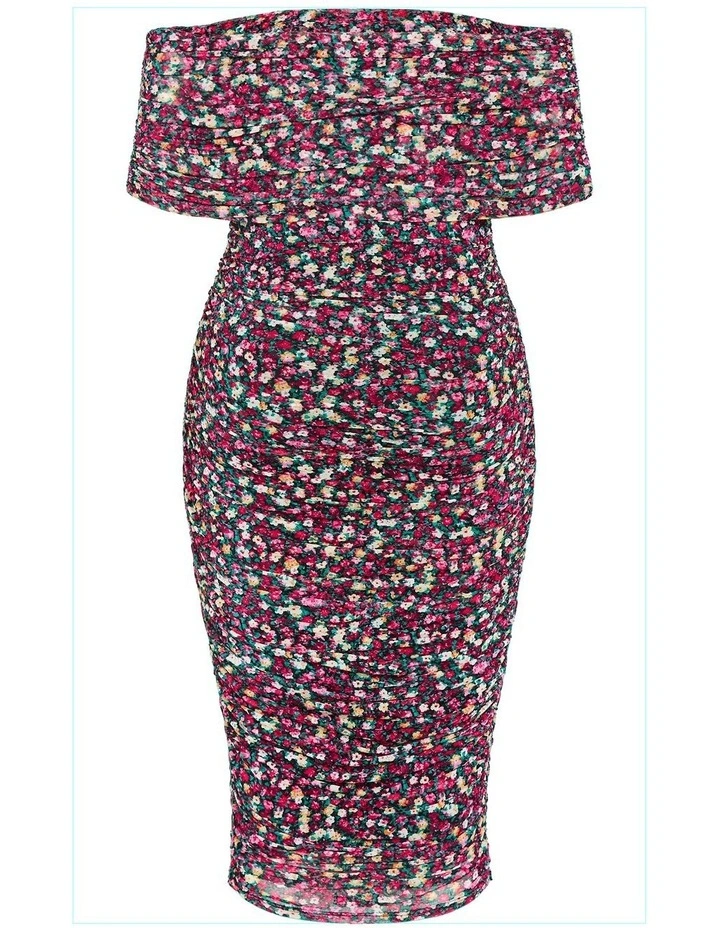 Dana Mesh Ditsy Print Dress in Pink image 4
