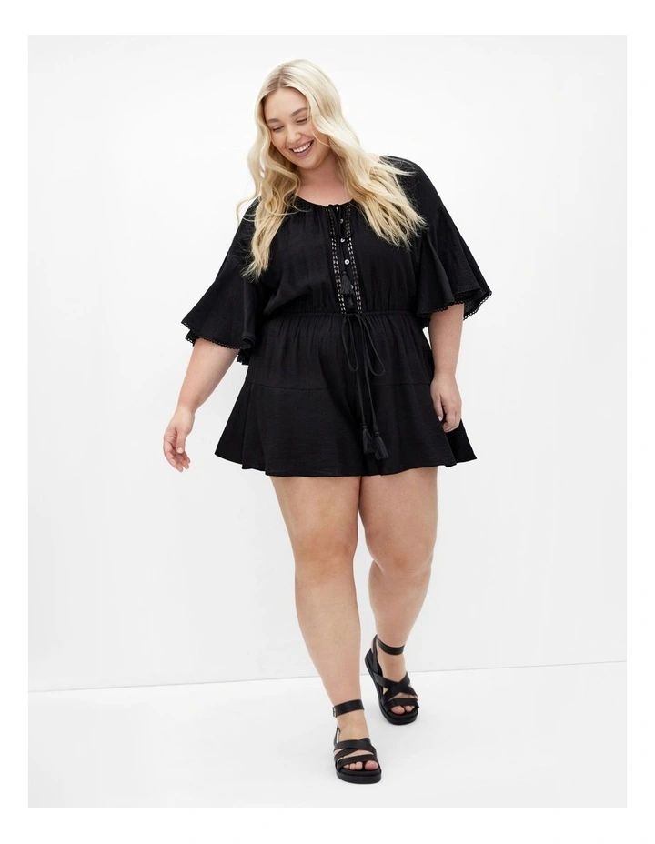 Plus Size Harlow Lace Playsuit in black image 1