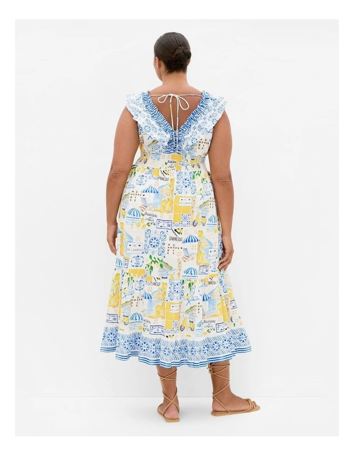 Plus Size Kelly Amalfi Print Maxi Dress in white image 2