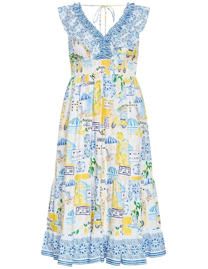 Plus Size Kelly Amalfi Print Maxi Dress in white image 3