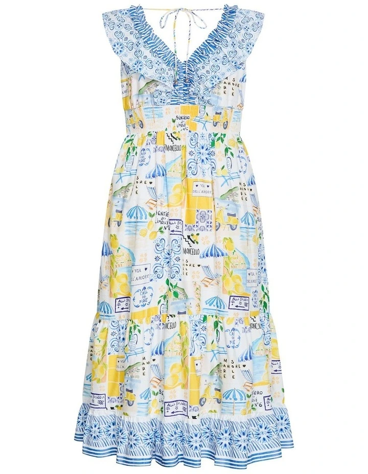 Plus Size Kelly Amalfi Print Maxi Dress in white image 4