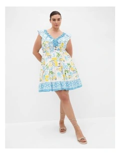 Kelly Amalfi Print Mini Dress in White